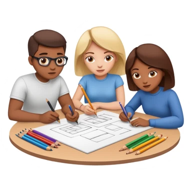 creative team sketching on large paper sticker