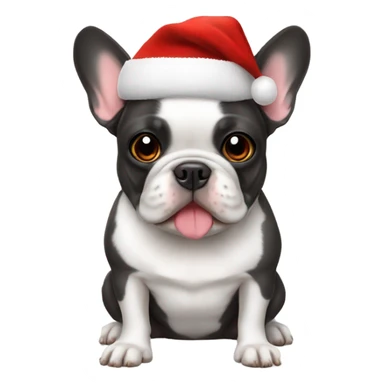 French bulldog with Santa hat  sticker