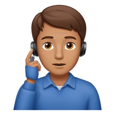 man with brown hair listening to a voice message on the smartphone sticker