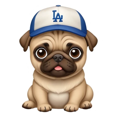 Pug with dodgers hat sticker