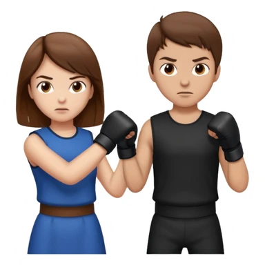 Fight girl and boy Brown hair  sticker