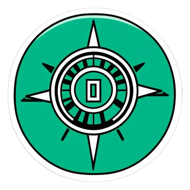 Maya sun symbol hieroglyph with precise geometric shapes, flat design, strictly white and deep green only, sharp angular lines, no curves sticker