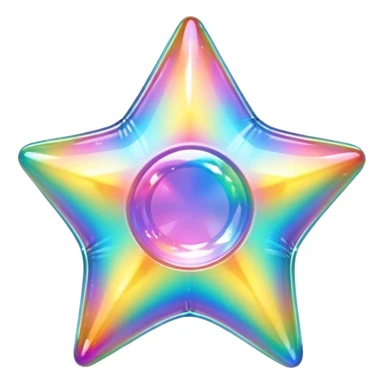 vibrant holographic rainbow y2k aesthetic hollow glass star bubble  sticker