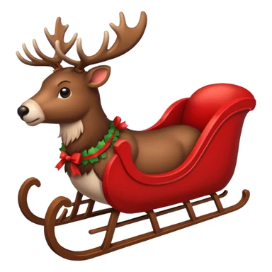 Reindeer on a sleigh with bow sticker