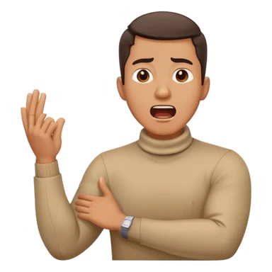 Guy with arms crossed hands around neck and yelling sticker