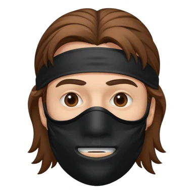 A guy with a brown mullet and a black mask over his mouth and nose sticker