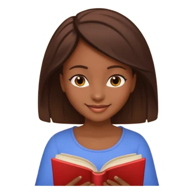 Pretty black girl with brown eyes and brown hair reading a romantic book sticker