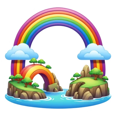 Rainbow Bridge – Arched rainbow connecting flying islands. sticker