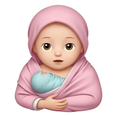Newborn baby swaddled in a light pink blanket sticker
