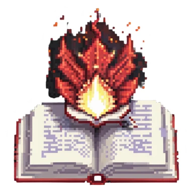 red cursed book with an open page and a bright magical aura sticker