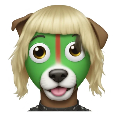 elon musk with a clown face and green nose with a dollar sign on it and puppy dog tongue and ears like an egirl sticker