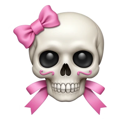 skull emoji with pink ribbon pookie sticker