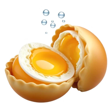 3D rendered authentic Hong Kong egg puffs (港式鸡蛋仔) being pulled apart showing stretchy interior, golden color, hyper-realistic egg-shaped bubbles, glossy surface, detailed texture sticker