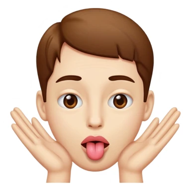 Do a quirky face with tongue out with a hand on either side of the face going out away from the face  sticker