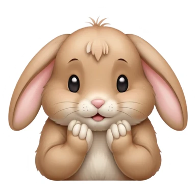 “A shy little bunny covering its face with its paws, blushing cheeks, drooping ears, soft pastel tone, transparent background.” sticker
