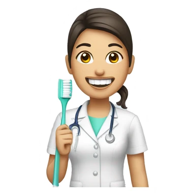 a latina dentist with a toothbrush and teeth  sticker