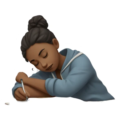 Tired girl student is writing an outline in a notebook and wants to sleep  sticker