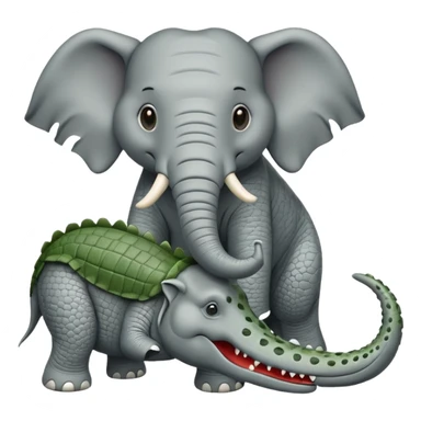 elefante con un cocodrilo en la mano sticker