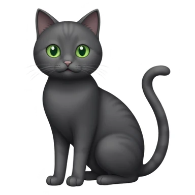 full body gorgeous solid dark grey cat with green eyes, white paws and white whiskers playing sticker