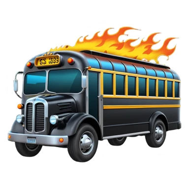 Mad max survival apocalypse Darth Vader’s Batman-armored 1936 black graphite colored school bus with horizontal holographic flames and neon underneath  sticker