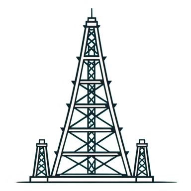 Oil derrick tower, minimalist design with soft gradients in sky blue, teal green, white, and light gray sticker