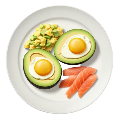 sliced avocado, scrambled-eggs and smoked salmon sticker