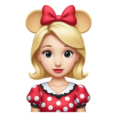 Blonde hair woman wearing Minnie Mouse dress  sticker