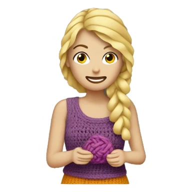 Blonde woman crocheting  sticker