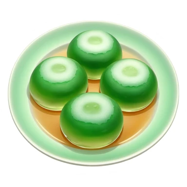 four green spherical warabi mochi on the plate sticker