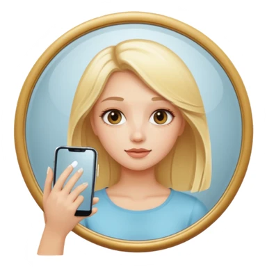 blonde girl taking mirror selfie sticker