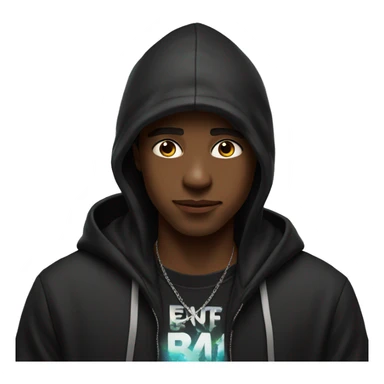 heartfelt portrait of boy wearing a black hoodie and dj-ing an edm festival  sticker