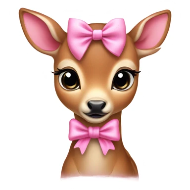 Baby deer with pink bow sticker