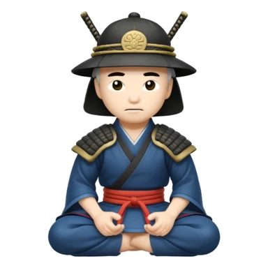 asian white skin Samurai in Hat, Samurai kneeling  sticker