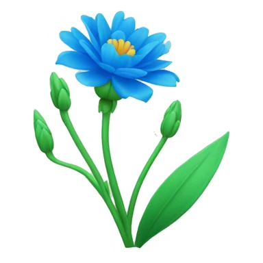 una flor azul con espinas y tallos verdes sticker