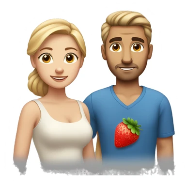 Tan caucasian, spanish/irish man with blue eyes and a low bun (brown hair) with strawberry blond German/Chilean woman with light skin and freckles. sticker