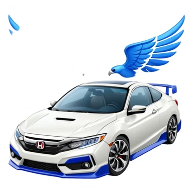 8th gen all white honda si with blue wing sticker