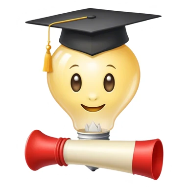 bulb with graduation hat and diploma in claws sticker