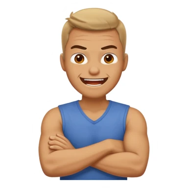 arms crossed around neck angry laughing guy sticker