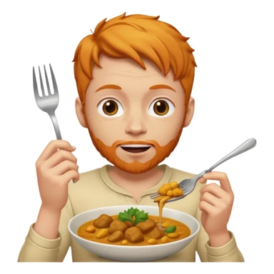 Ginger person eating a curry sticker