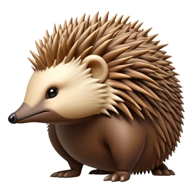 Cinematic Noble Echidna Portrait Emoji, Poised and regal, with a compact, spiky build and a textured, bristly fur in earthy browns, a distinctive pointed snout and keen, soulful eyes, Simplified yet sharp and sophisticated features, highly detailed, glowing with a warm, dignified glow, high shine, intelligent and resilient, stylized with an air of prickly elegance, focused and attentive, soft glowing outline, capturing the essence of a watchful and confident echidna, so majestic it feels as though it could scurry out of the screen with effortless authority! sticker