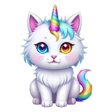 Cute unicorn cat with rainbow horn and sparkly eyes sticker