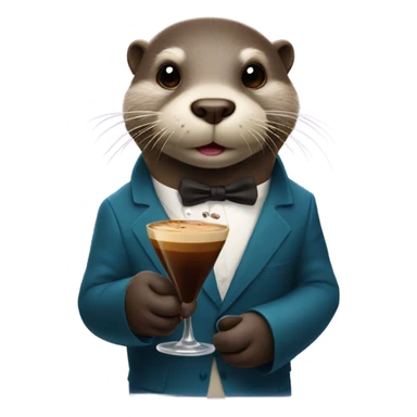 Otter holding an espresso martini sticker