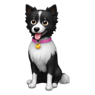Little black spitz with toy sticker