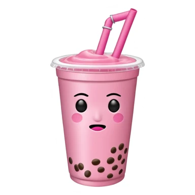 Pink boba drink without a face sticker