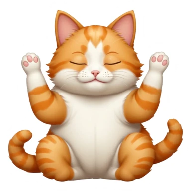 ginger and white small cat in funny positions upside down with eyes closed sticker