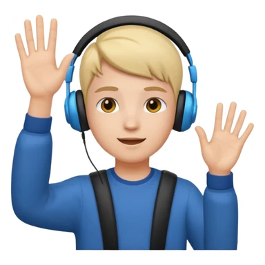 young student raising hand during a video call, online class emoji sticker