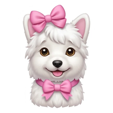 White dog with pink bows  sticker