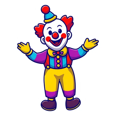 a clown with colorful makeup juggling sticker