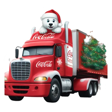 18 wheeler red Coca Cola Christmas truck with a Christmas polar bear  sticker