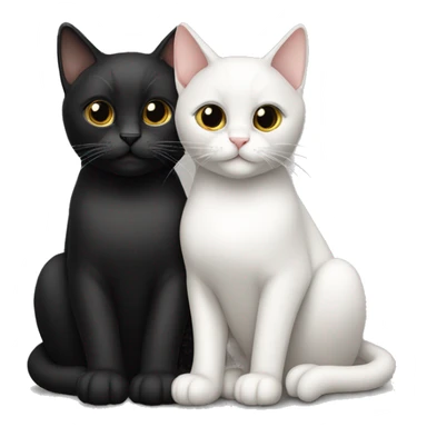 Two pet cats sitting together, one larger than the other. The biggest is all black. The smaller is tuxedo. sticker